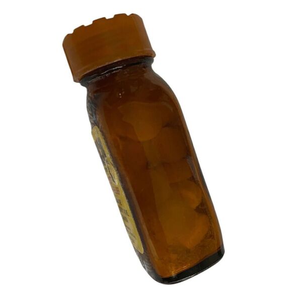 Vintage Amber Glass Anacin Pill Bottle Full Whitehall Pharmaceutical - Picture 6 of 6